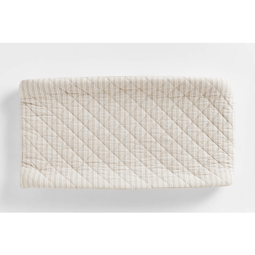 Frenchie Natural Taupe Organic Cotton Baby Changing Pad Cover by Leanne Ford
