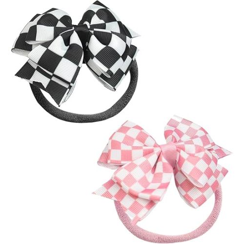 2Pcs Baby Girls Racing Checkered Flag Bow Headband Infant Toddler Birthday Party Dress Up Hair Accessories