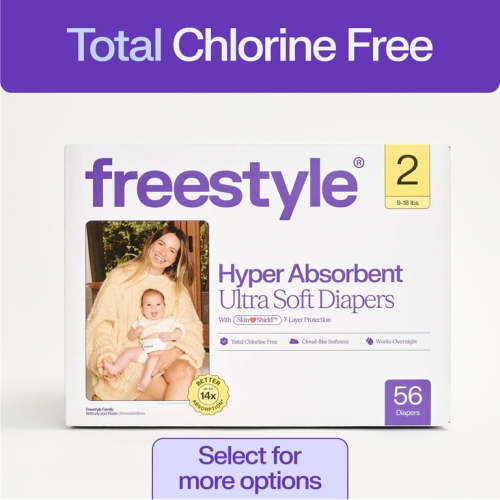 Freestyle Hyper Absorbent Ultra Soft Baby Diapers, Size 2, 56 Count (Select for More)