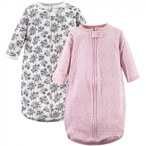 Hudson Baby Infant Girl Cotton Long-Sleeve Wearable Sleeping Bag, Sack, Blanket, Toile, 0-3 Months