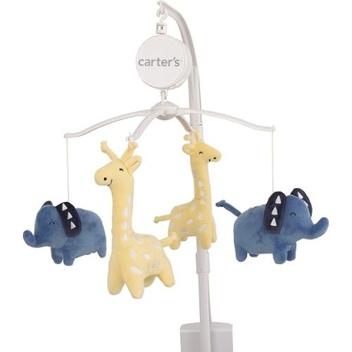Carter's Modern Jungle Pals Blue and Yellow Elephant and Giraffe Musical Mobile