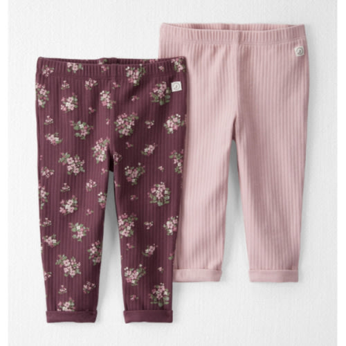 Baby 2-Pack Organic Cotton Rib Leggings in Wildberry Bouquet & Perfect Pink
