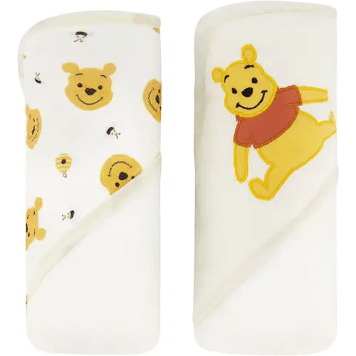 Disney Cudlie Baby Winnie The Pooh 2 Pack Rolled/Carded Hooded Towels in Sweet Life Print, 1 Count