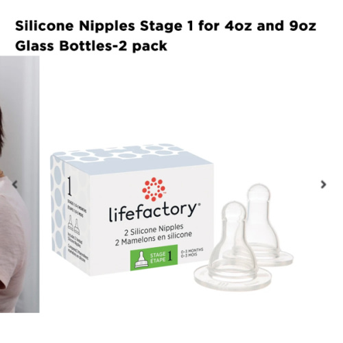 Silicone Nipples Stage 1 for 4oz and 9oz Glass Bottles-2 pack