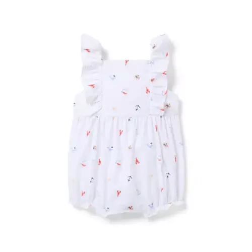 Baby White Nautical Icon Baby Nautical Icon Ruffle Pajama Romper by Janie and Jack