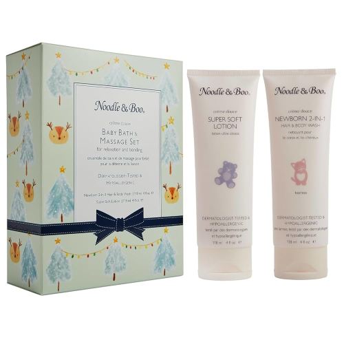 Noodle & Boo Baby Bath & Massage Gift Set – Includes 4 oz Newborn Hair & Body Wash & Super Soft Lotion, Hypoallergenic, Pediatrician-Tested, Dermatologist-Tested for Delicate and Sensitive Baby Skin