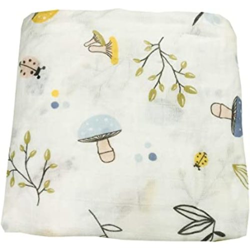 Organic Cotton Soft Muslin Swaddle Blankets Premium Receiving Blanket|Toddler| Bath Towels | Wraps Neutral Receiving Blanket for Boys and Girls (Mushroom)