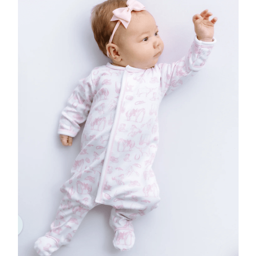 Wild West Toile Footie - Pink – Magnolia Baby