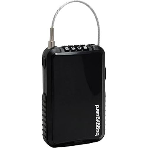 Buggygear Stroller Lock - Anti-Theft Retractable Combination Chain Cable Locks, Thin, Lightweight Safety Padlock for Essentials & Accessories - Strollers, Buggies, Skis, Bikes & Bicycles (Black)