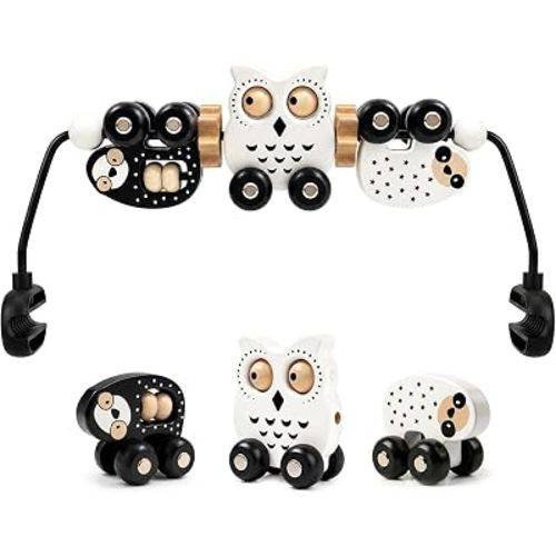 Mamatepe Baby Bouncer Toy Bar, Wooden, Black & White