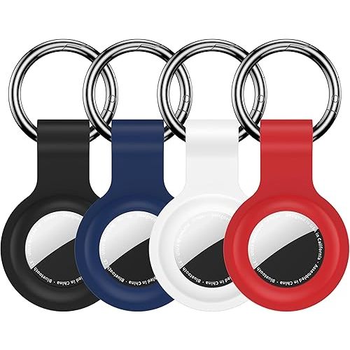 Compatible with AirTag Holder Case Keychain 4 Pack,Silicone for Air Tags Key Chain Ring Case Cover for Air Tag Holder GPS Tracker Item Air Tags Finders Accessories Air Tagholder for Kids,Bags,Luggages