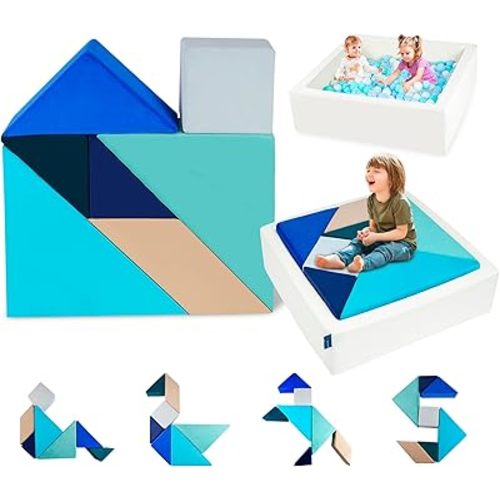 Kids Play Sofa, Nugget Couch Tangram Puzzles Sofa Furniture, Modular Kids Play Couch Furniture, Children's Sofas Building Fort for Playroom Bedroom Boys Girls Teens, Ocean