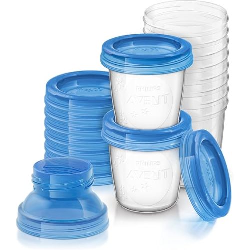 Philips AVENT Breast Milk Storage Cups And Lids, 10 6oz Containers, SCF618/10