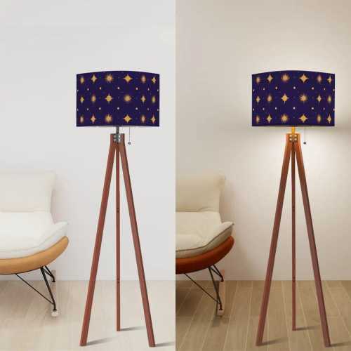 Celestial Navy & Gold Starburst Tripod Floor Lamp