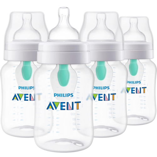 Amazon.com : Philips Avent Anti-Colic Baby Bottle with AirFree Vent, 9oz, 4pk, Clear, SCY703/04 : Baby