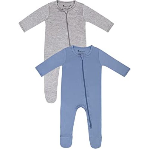 Jimonda Bamboo Pajamas,Unisex Baby One-Piece Footies,2-Way Zip closure