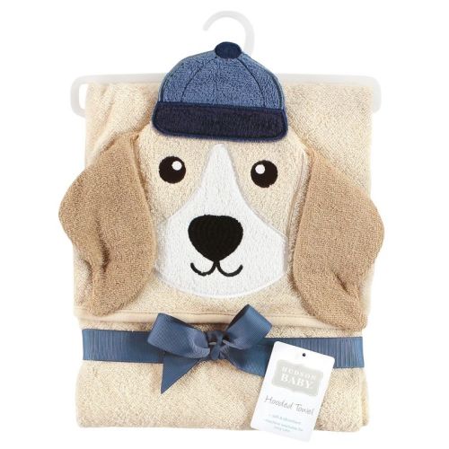 Hudson Baby Infant Boy Cotton Animal Face Hooded Towel, Baseball Dog, One Size