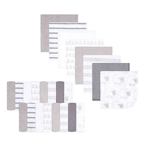 Hudson Baby Unisex Baby Rayon from Bamboo Washcloth Bundle, Gray Sheep, One Size
