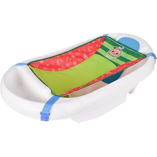 Cocomelon Baby 3-in-1 Sling and Seat Bath Tub with Removable Infant Support, Convertible Baby to Toddler Bath Tub with Seat, Baby Shower Gift, Ages 0-24 Months