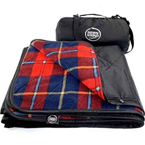 DOWN UNDER OUTDOORS Large Waterproof Windproof Extra Thick 350 GSM Quilted Fleece, or Sherpa Stadium Blanket