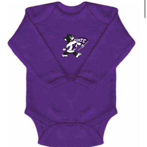 K-State Wildcats Baby PURPLE Willie Wildcat Long Sleeve Romper - 10191073