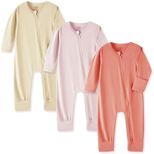Rayon from Bamboo Baby Pajamas, Baby Sleeper with Mitten Cuffs and 2 Way Zipper, Rompers for Baby Boy Girls 0-24 Months