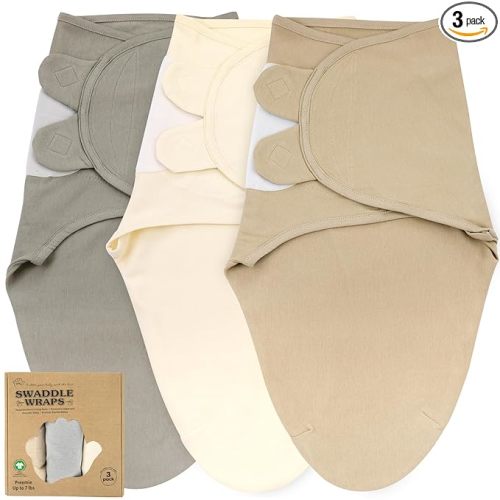 Bublo Baby Swaddles for Newborns – 3-Pack Infant Swaddles – Adjustable Swaddle Sleep Sack – Soft Organic Cotton Baby Wrap for Safe & Cozy Sleep