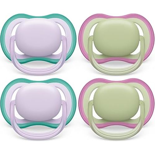 Philips Avent Tétine Ultra Air 0-6m, Lilas frais/Vert pastel, lot de 4 SCF085/50