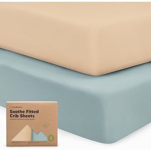 KeaBabies 2-Pack Organic Crib Sheets for Boys, Girls, Jersey Fitted Crib Sheet, Baby Crib Sheets Neutral, Cotton Breathable Crib Sheet, Cute Printed Crib Mattress Sheet, Baby Mattress Sheets (Toasty)