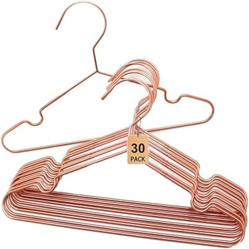 Rose Gold Metal Wire Baby Children Kids Hangers,30 Pack Non Slip Toddler Infant Clothes Hangers,12.5" Heavy Duty Space Saving Display Storage Shirt Coat Slacks Hangers