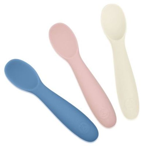 WeeSprout Baby Spoons for Self Feeding 6 Months +, Soft & Durable Silicone Utensils for Sensitive Gums & Teeth, 3 Pack + Carrying Case