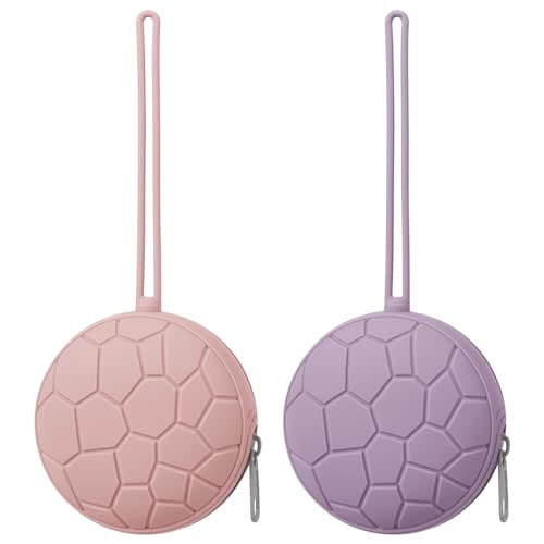 Silicone Pacifier Holder Case, BPA-Free Newborn Baby Silicone Pacifier Holder for Boys & Girls, Portable Silicone Pacifier Container Case (Soft Lilac/Blush)
