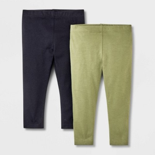 Baby Girls' 2pk Solid Leggings - Cat & Jack™, Color: Green/Black, Size: 3-6M