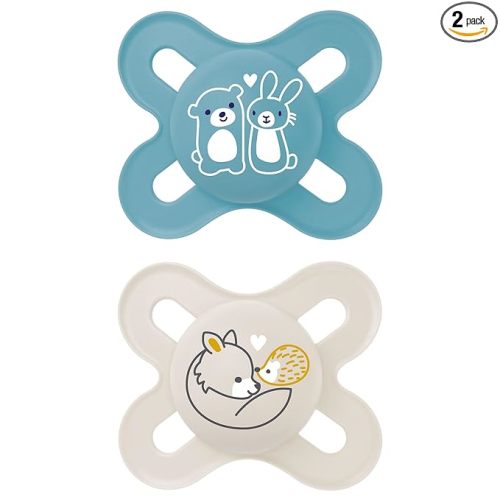 MAM Original Start Matte Baby Pacifiers, Binky for 0-3 Months, BPA-Free Silicone Nipple, Easy to Clean, Best for Newborn Babies, Developed with Medical Experts, 2 Count Binkies with Sterilizer Case