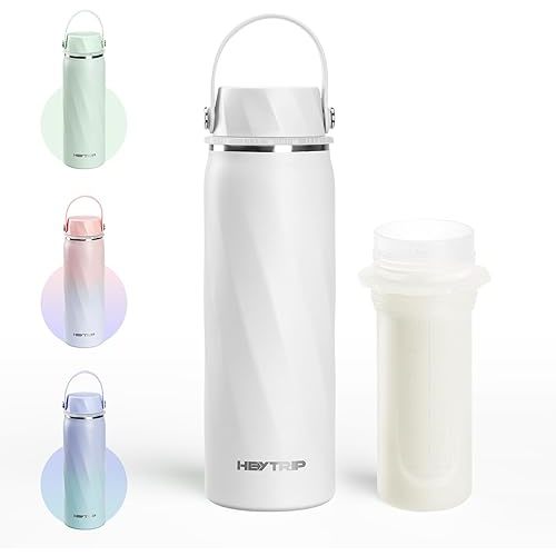 HEYTRIP Vacuum Insulated Breastmilk Cooler Bottle, 20oz Stainless Steel Portable Breastmilk Chiller, Reusable Storage Container Keeps Milk Fresh for 36+ Hours, TSA Approved, Snow White