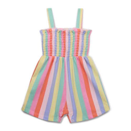Garanimals Baby Girls Rainbow Stripe Smocked Romper, Sizes 0M-24M