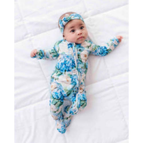 Once in a Blue Bloom Ruffle Footie