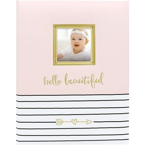 Pearhead Hello Baby First 5 Years Memory Book, Baby Girl Keepsake for New and Expectant Parents, Pregnancy And Milestone Journal, Pink