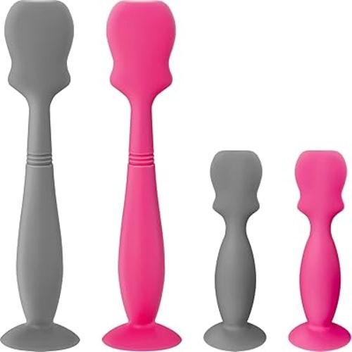 Baby Diaper Cream Spatulas, Diaper Rash Cream Applicator With Suction Cup And Humanized Handle, Silicone Brush Multi-Purpose Tool BPA-Free Butt Paste Spatula For Newborn Baby (Pink)