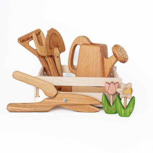 Handmade Wooden Gardening Tool Set | Kids Wooden Gardening Set – The Playful Peacock