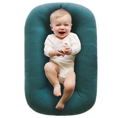 Jeeeun Baby Lounger Pillow for Newborn, Baby Lounger with Removable Lounger Cover, Soft Cotton Snuggle Organic Lounger (Green,29.5x19.3in)