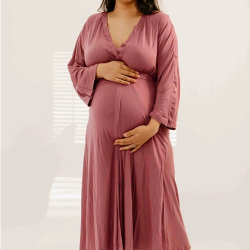 Amelia Labor & Postpartum Gown in Dusty Rose – Lila