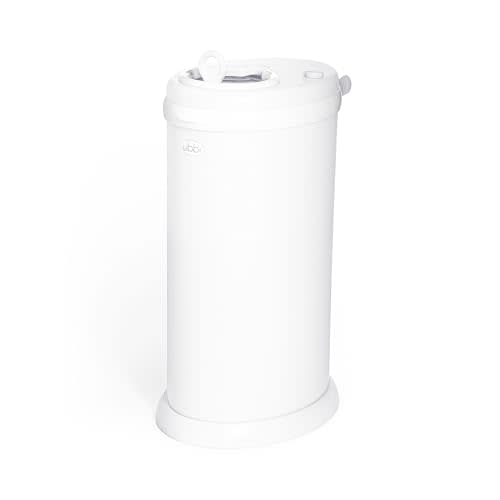 Ubbi Steel Diaper Pail, Odor Locking, No Special Bag Required, Award-Winning, Registry Must-Have, White