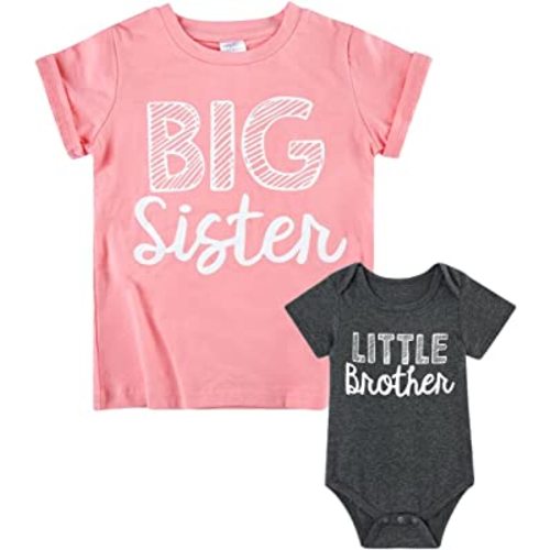 Funnycokid Big Sister Little Brother Matching Outfits Toddler Girl Shirt Newborn Boys Clothes