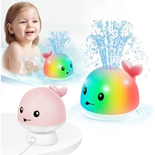 Gigilli Baby Girl Whale Bath Toy, Easy Charging Bath Toys for Kids Ages 1-3 Light Up Bath Fountain Toy 6-12-18 Months Toddler Bath Toy Sprinkler Baby Valentines Birthday Gifts