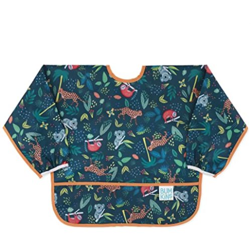 Bumkins Sleeved Bib Baby Bib, Toddler Bib, Smock, Waterproof Fabric, Fits Ages 6-24 Months