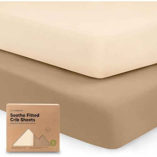 KeaBabies 2-Pack Organic Crib Sheets for Boys, Girls - 52x28 Fitted Crib Mattress Sheet Neutral, Breathable Jersey Cotton Cover for Baby Bed, Toddler Mattress, Soft & Cute Prints (Pecan)