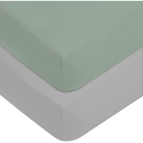 American Baby Company 2 Pack Fitted Crib Sheets 52" x 28" - Ultra Soft Microfiber Crib and Toddler Bed Sheets, Gray/Green, Neutral for Boys & Girls
