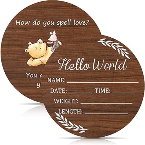 Baby Announcement Sign,Hello World Newborn Sign,Baby Name Sign,Baby Birth Announcement Sign for Photo Prop,Baby Nursery Decor