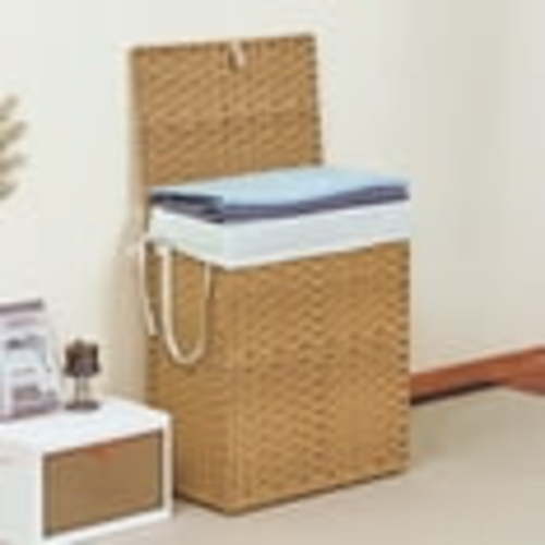 JOINSUN 90 Liter Laundry Basket, Wicker Laundry Hamper with Lid and Handle, Collapsible, Removable Liner Pocket, Machine Washable, Natural